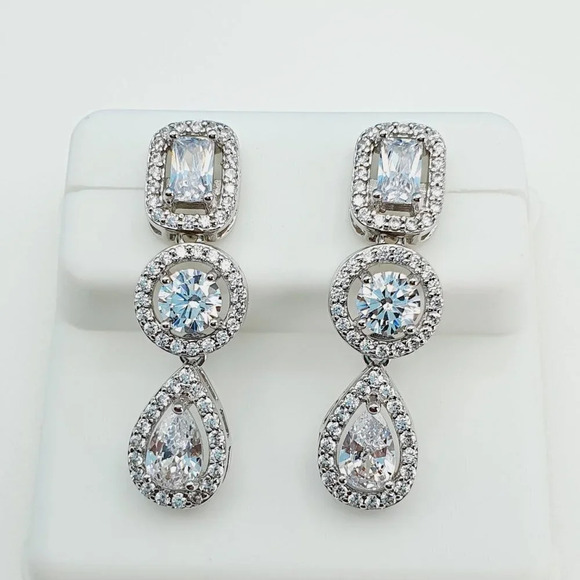 "925 Sterling Silver Cubic Zircon Earrings, UU1P7A7024 - Picture 5 of 11
